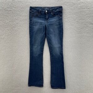 American Eagle Jeans Womens 10 Blue Stretch Blue Skinny Kick Denim Boho Preppy